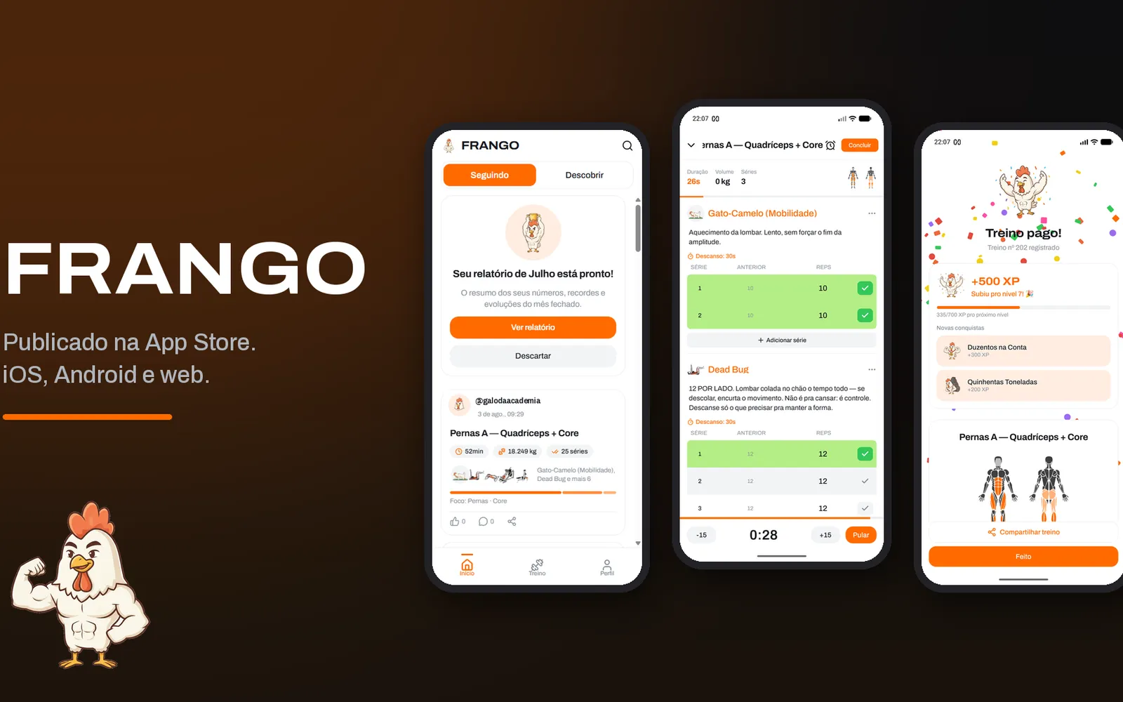 Frango: App de treino publicado na App Store e no Google Play