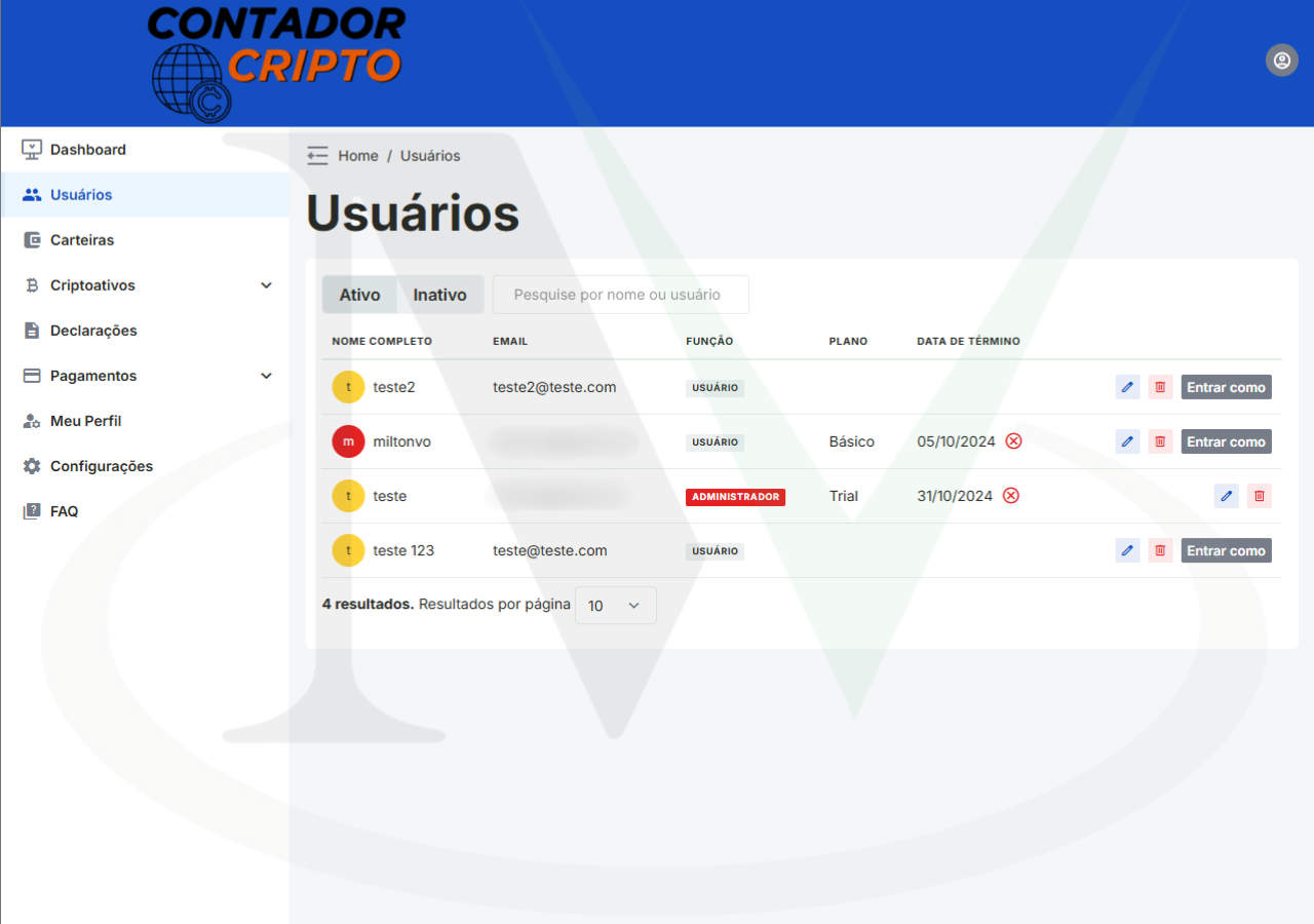 Lista de Operações